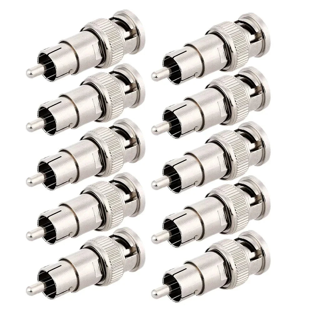 ESCAM 10pcs Wholesale BNC Male to RCA Female Coax Cable Connector Adapter F/M Couple for CCTV Surveillance Camera System Kit Qme