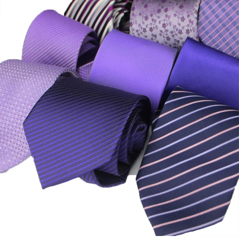 Purple Tie Norvety Floral Stripe Elegant Necktie Tuxedo Fashion Qme