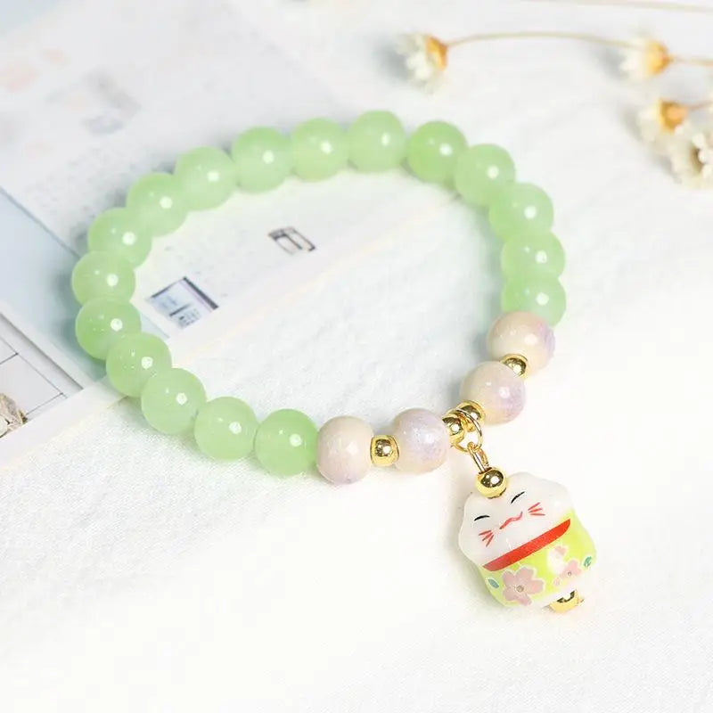 Boho Fortune Cat Charms Bracelet For Women Stretch Wire Couple Bracelet Jewelry Accessories Gifts Qme A5