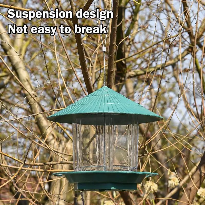 Waterproof Garden Gazebo Hanging Wild Bird Feeder Outdoor Container With Hang Rope Pet Birds Feeding House Type Bird Feeder Qme