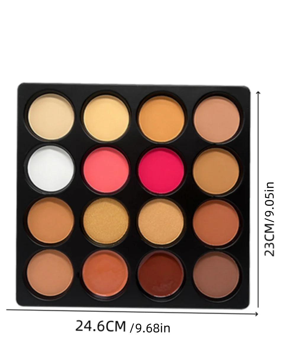 16 Colors Blush Contour Highlighter Makeup Palette , Matte Face Blush Powder for Cheek, Bright Shimmer Bronzer Professional Faci Qme