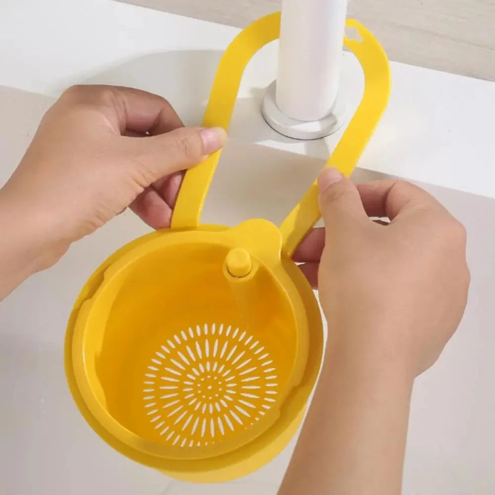 Kitchen Press-Type Drain Basket Food Strainer & Sink Organizer For Wash Fruit Restaurant Bar Buffet Use Hangable Filter Basket Qme