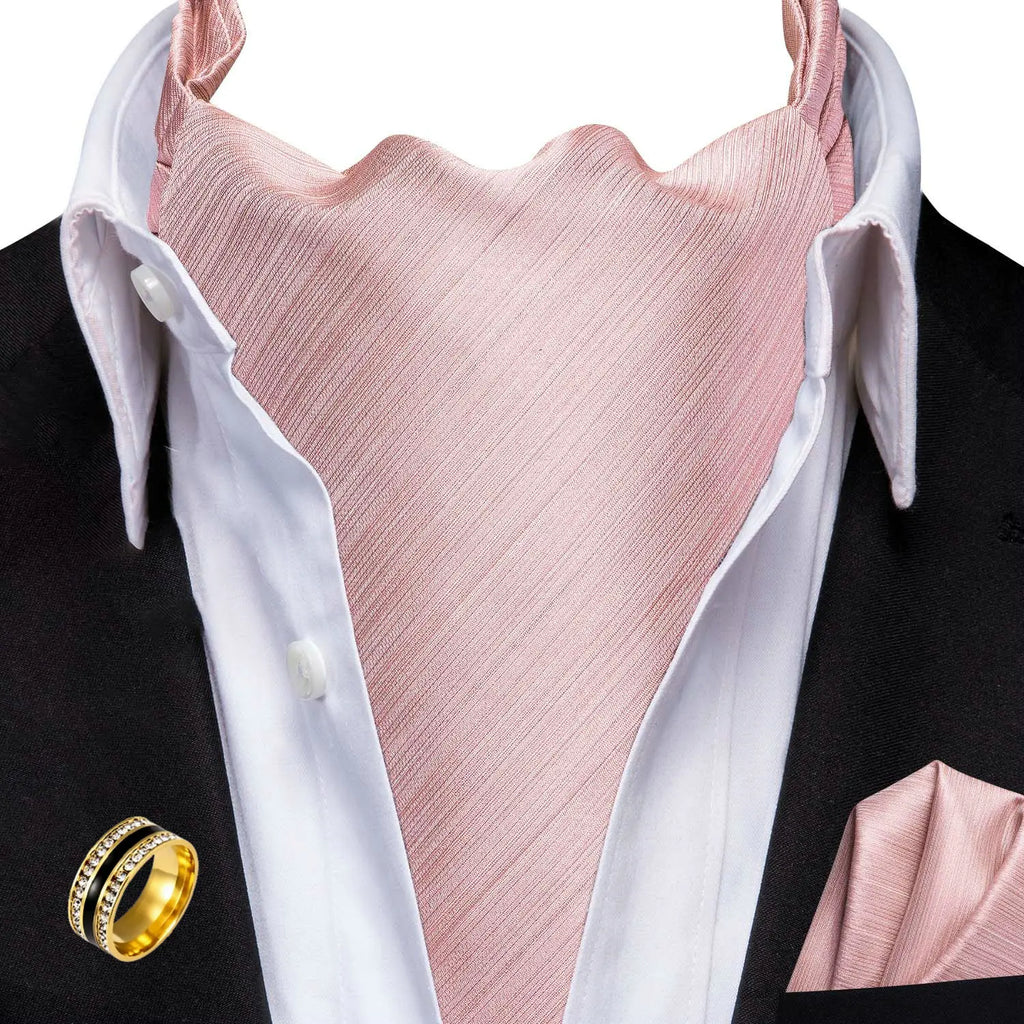 Ascot Tie Set, Classic Cravat with Pocket Square & Decorative Ring, Fashion Men's Neck Accessories Wedding Party silk Daily Wear Qme AS-1066-JZ0020