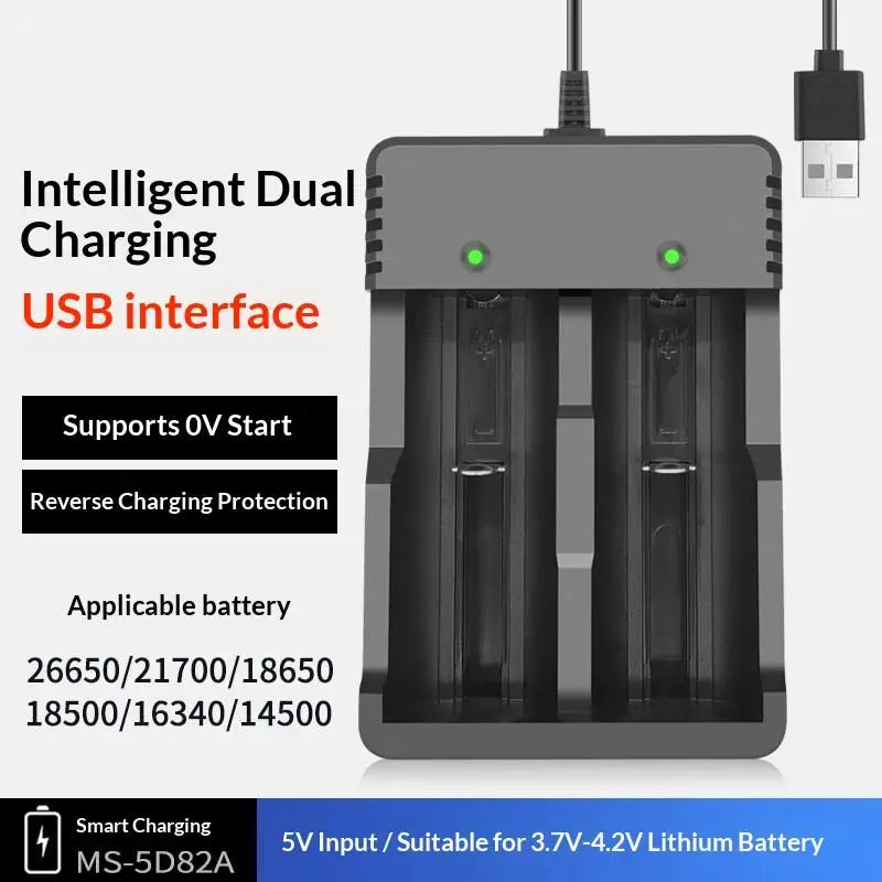 Universal Dual Slot Battery Charger 18650 18700 Compatible 110V 220V Qme