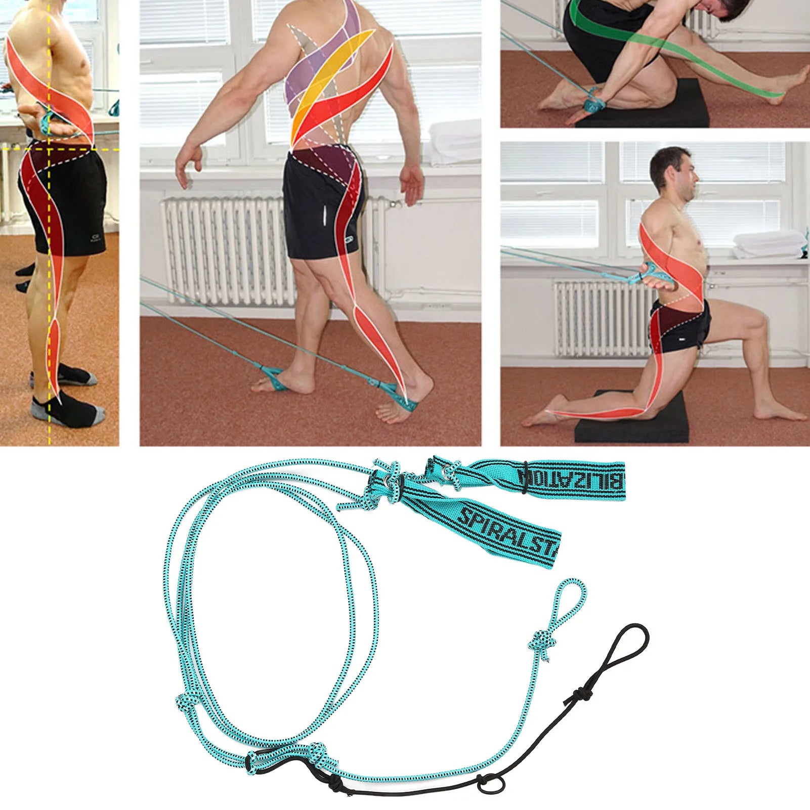 0.2in Stretching Strap Muscle Training Sport Stretches Rope for Yoga Dance Gymnastics Spiral Stretch Strap Yoga Stretching Strap Qme