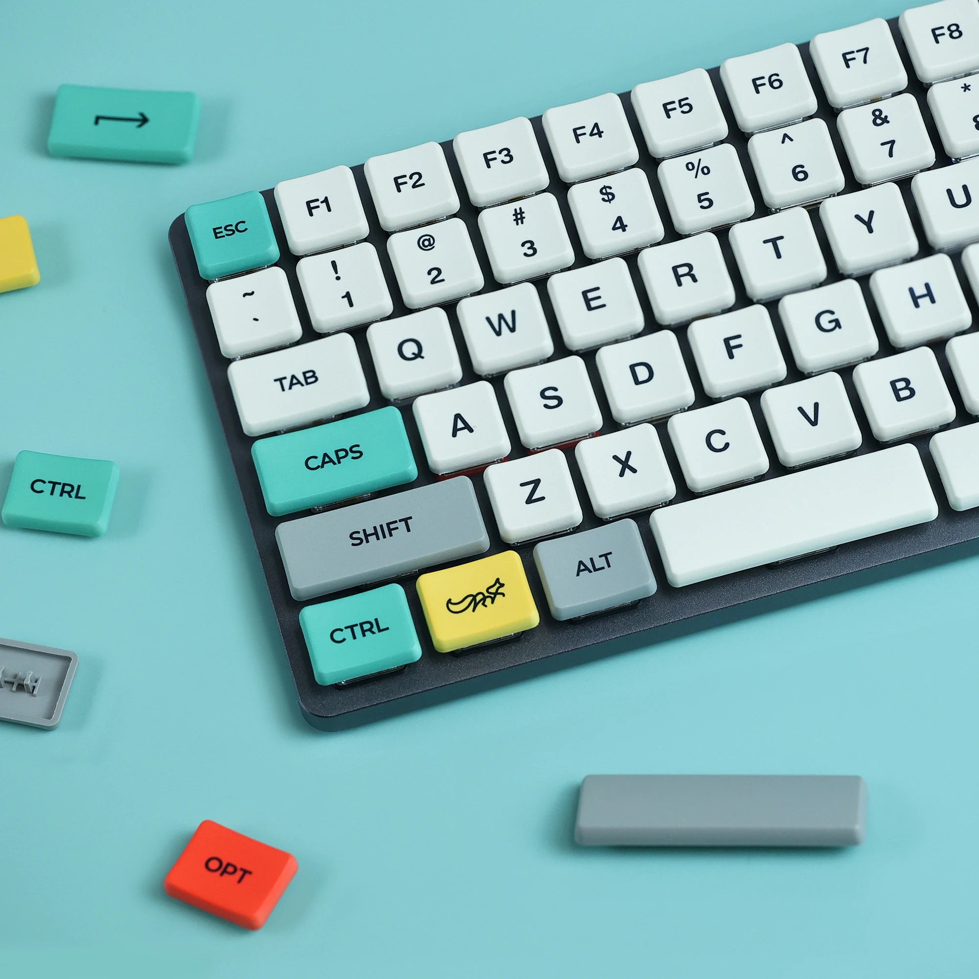 CHOSFOX Low Profile PBT Choc Keycaps for Kailh 1350 Low Profile Switch Mechanical Keyboard Ultra Thin Keycaps Qme