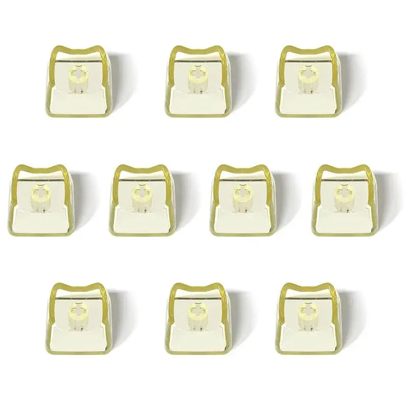 10 Cute Cat Transparent PBT Keycaps 1U Blank MAO Profile Mechanical Qme 10pcs yellow