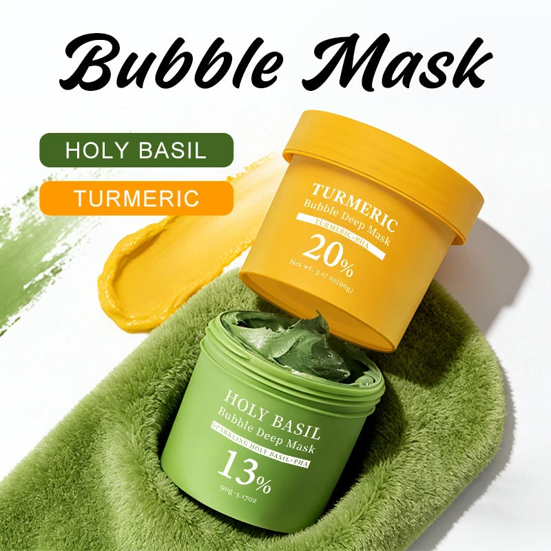 Turmeric Bubble Deep Cleansing Mask Natural Plant Cleanse Exfoliates Qme