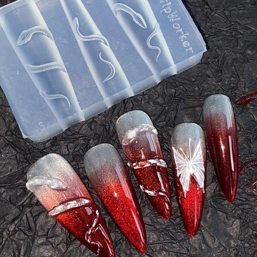 1 3D Silicone Nail Carving Mold Snake Design DIY Tool Art Decorative Qme