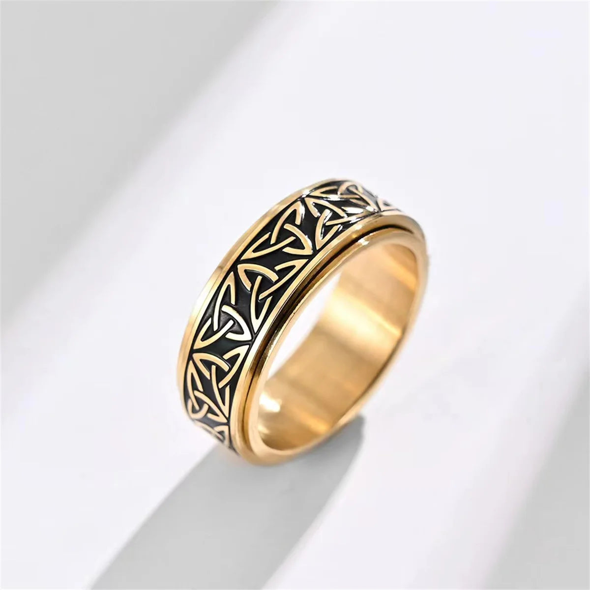 Anti Stress Knuckle Ring Man Stainless Steel Viking Characters Enamel Spinning Rotating Anxiety Control Ring Bague Homme Rings Qme jin 6