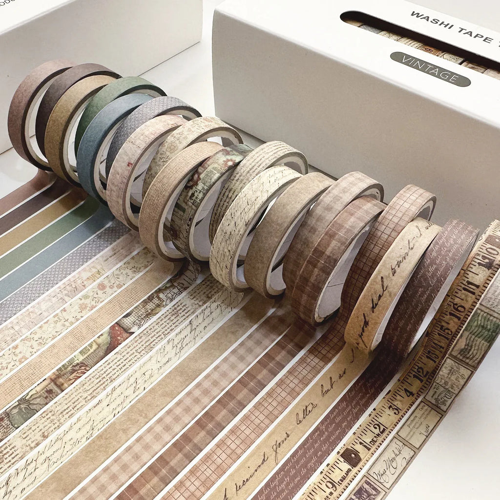 20Rolls/Set Vintage Cute Forest Plant Fruit Washi Tape Set Adhesive Tape Handbook DIY Material Tape Stickers Supplies Qme
