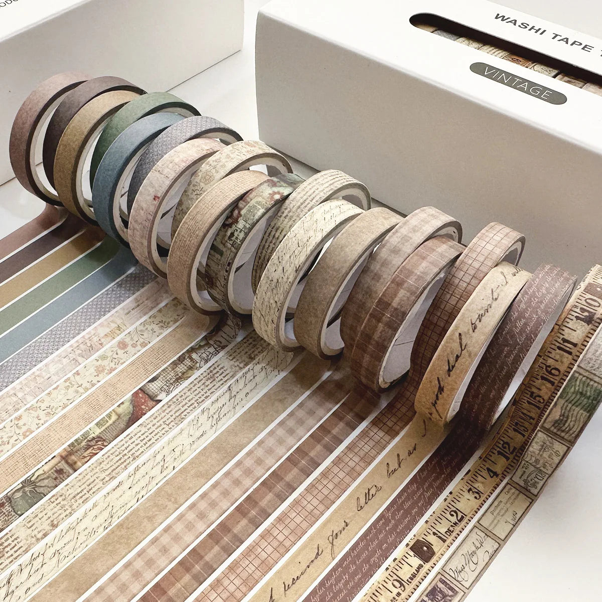 20Rolls/Set Vintage Cute Forest Plant Fruit Washi Tape Set Adhesive Tape Handbook DIY Material Tape Stickers Supplies Qme