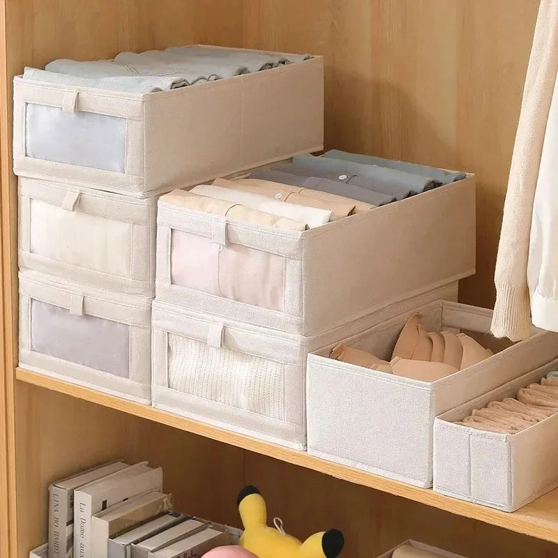 Household Organization Pants Storage Box Clothes Organizers of Cabinets and Drawers Fabric Foldable Boxes for Bedroom Wardrobe Qme