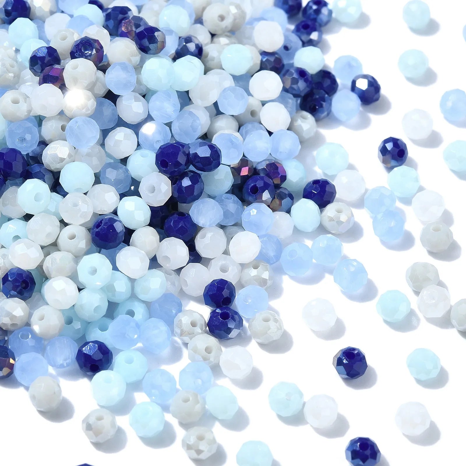 PandaHall 500Pcs 4mm Pink Glass Beads Kit Pink Series Crystal Faceted Rondelle Spacer Beads Bulk for Bracelets Jewelry Maki Qme Blue