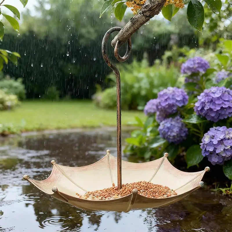 Heavy Duty Iron Hanging Bird Feeder Container Outdoor Large Tray Qme