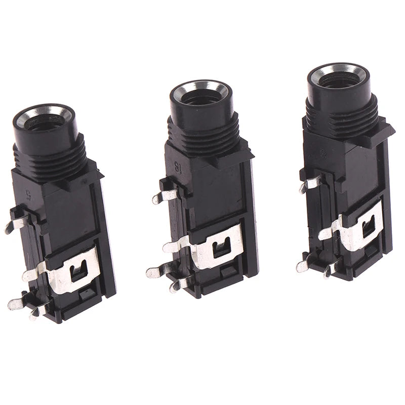 3pcs/lot 6.35mm Jack stereo female socket connector audio adapter 4pin . Qme