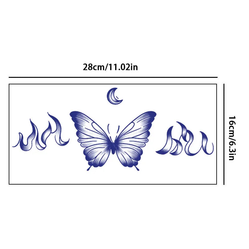 Sexy Butterfly Design for Abdomen and Chest - Temporary Stickers, Waterproof, Sweatproof, Herbal Juice, Realistic Tattoo. Qme HX-028