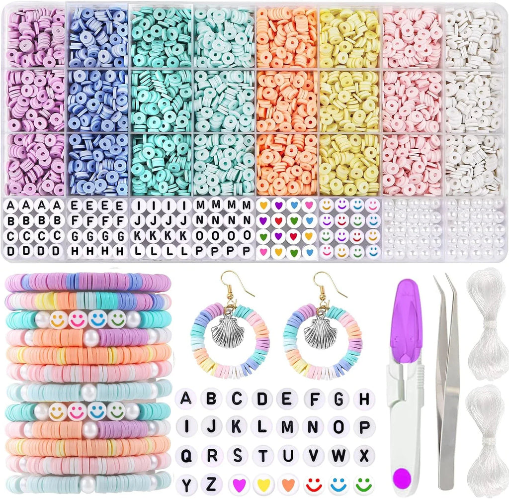 3860Pcs Macarons color Polymer Clay Beads Set Flat Chip Beads For Unique Bracelet Necklce Making Letter Beads Diy Accessorie Qme Kit