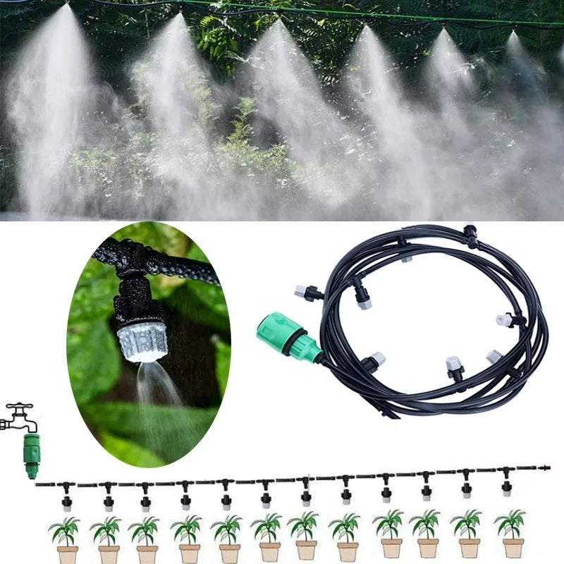 Irrigation 10Meters 10 Sprinklers Nozzles Water Sprayer Misting Fog Qme