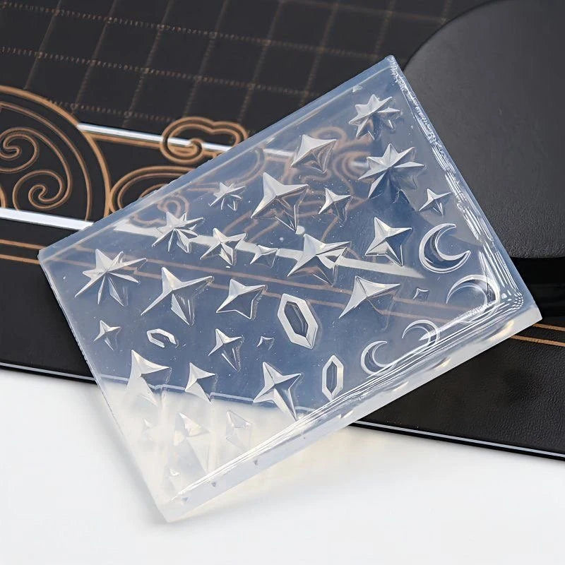 Silicone Nail Art Molds Rhombus Diamond Pentagram Design Carving Qme