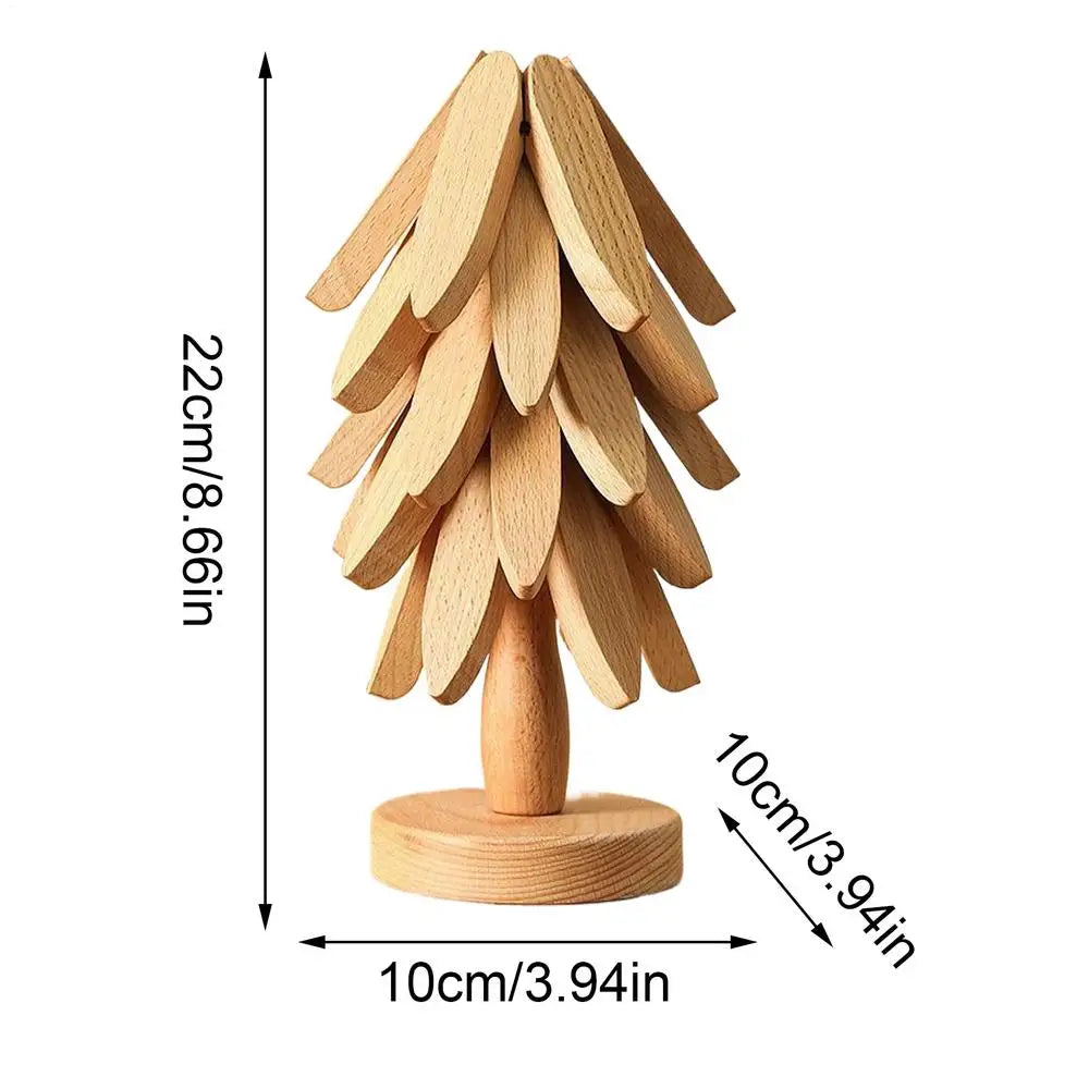 Tree Trivet Wooden Insulation Placemat Non-Slip Cup Coaster Set for Cookware Stove Pan Cup Teapot Hot Dishes Bowl Kitchen Dining Qme Natural wood color 5 as picture shows