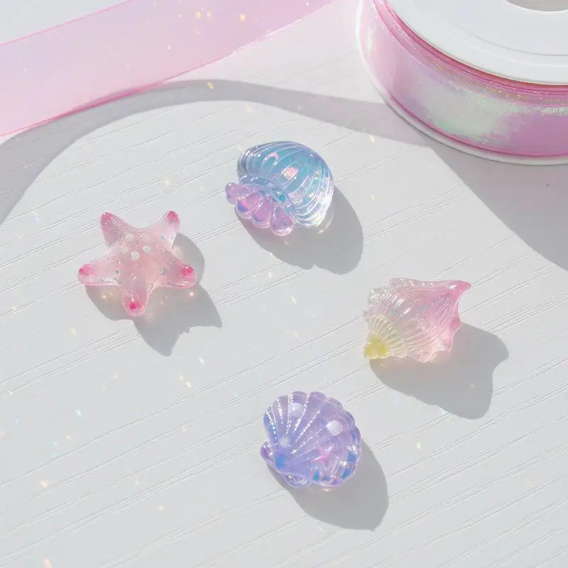10pcs Mini Kawaii Cute Star Shell Flat Back DIY Scrapbook Party Hairpin Accessories Home Decoration Craft Qme