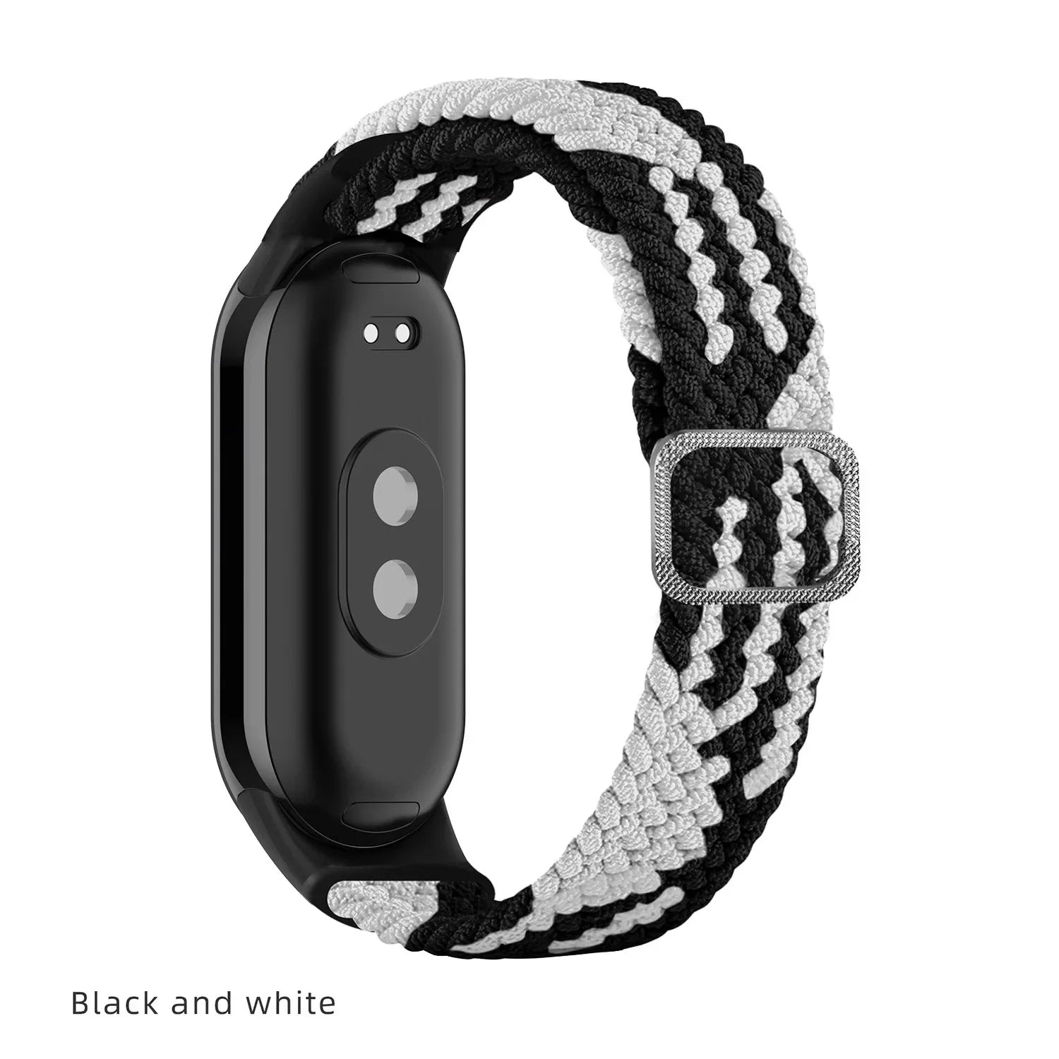 Elastic Nylon Adjustable Watchband for Xiaomi Mi Band 8 / NFC Replacement Bracelet Men Women Sport Strap Qme Black White