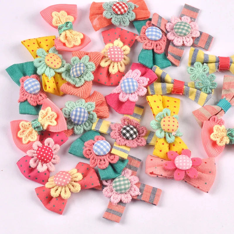 10pcs 25-45mm Mixed Color Cute Little Flower Bows For Clothing Sewing Accessories DIY Hair Clips Bag Handmade Headdress Material Qme