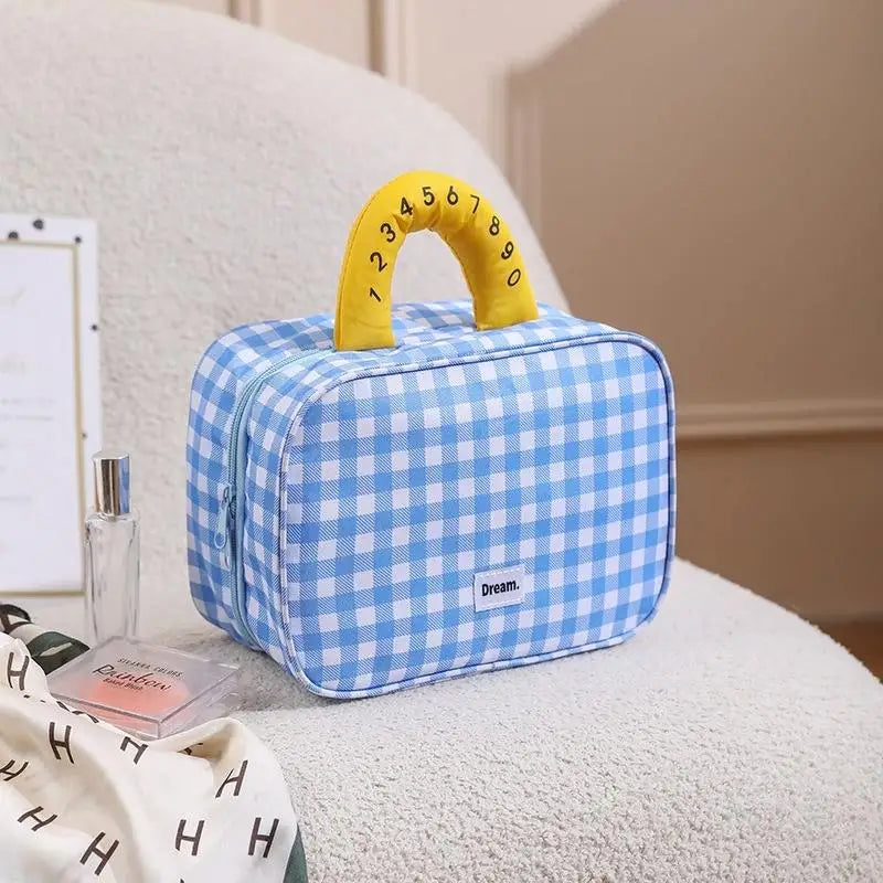 Makeup Bag, Large Capacity Waterproof Hand-Held Storage Bag, Cute And Portable, Business Travel Partition Layered Toileting Bag Qme A5