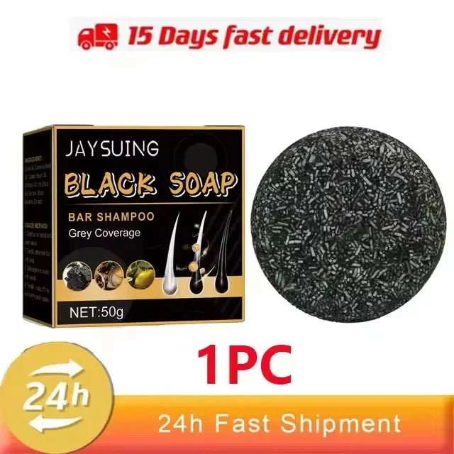 Magic White Hair to Black Shampoo Dye Soap Natural Color Soap Restore Gray Beard Cover Gray Hair Dye Hair Fixing Shampoo Bar Qme 1pc