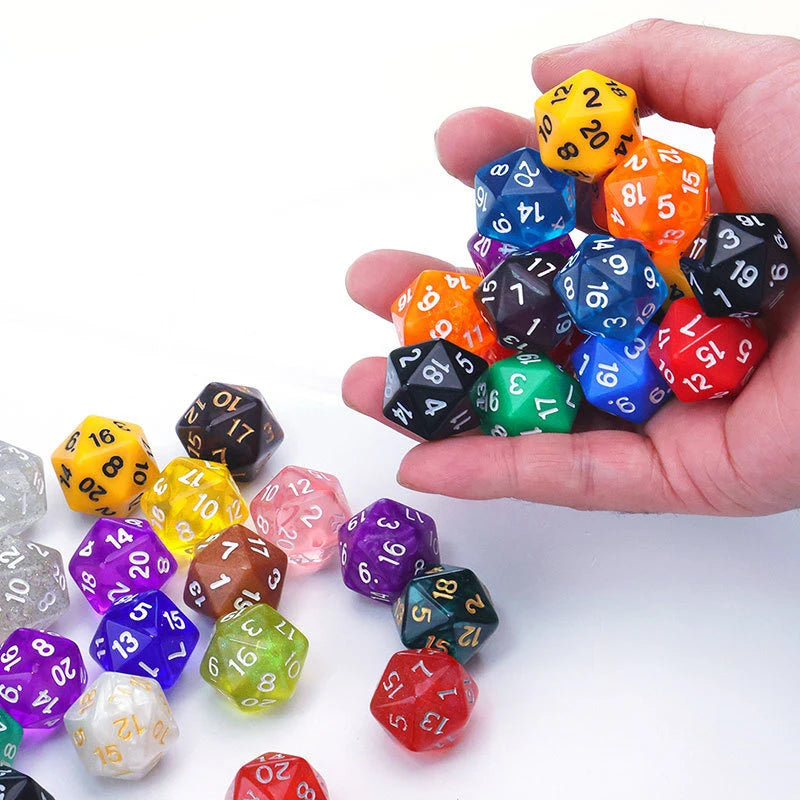 10PCS Acrylic D20 Polyhedral Dice Math Teaching Supplies Learning Resources Toys Party Favors for Kids Boys Girls Qme