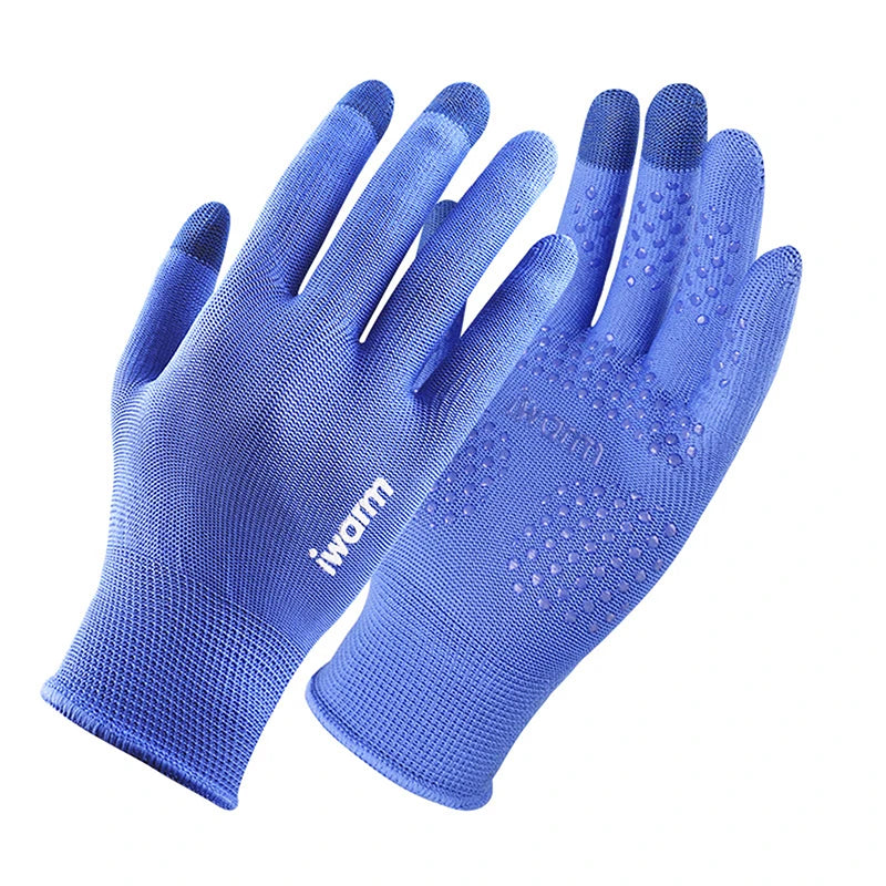 1Pair Anti-ultraviolet Outdoor Sports Running Glove Warm Touch Screen Qme blue-men