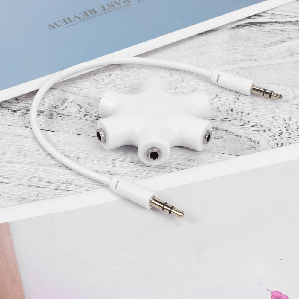 3.5mm Audio Aux Cable Splitter 1 Male to 5 Female Headphone Ports 3.5 Jack Share Adapter For Tablet MP3 MP4 Smart Mobile Phone Qme