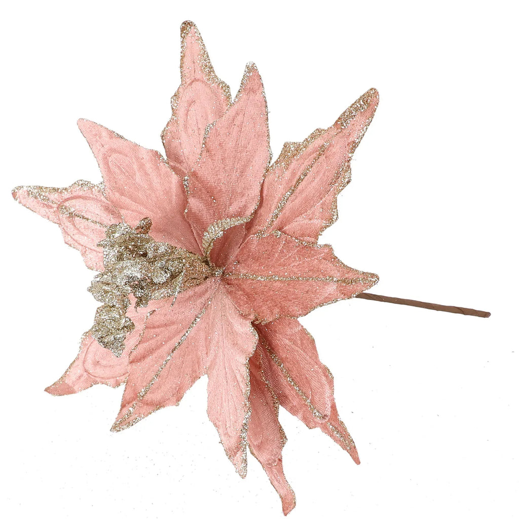 1pc Glitter Artificial Christmas Poinsettia Flowers Xmas Tree Decorations Home Fake Flowers Christmas Ornaments New Year 2024 Qme