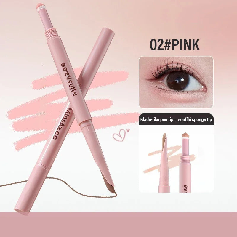 Lying Silkworm Eyeliner Pen Under Eye Highlight & Shadow 2 in 1, Waterproof Smudge-Proof Eye Makeup, with Blending Sponge Tip Qme 02