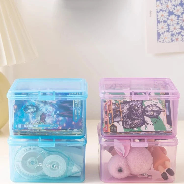 Desk Organizer Box Classification Stationery Transparent Plastic Qme