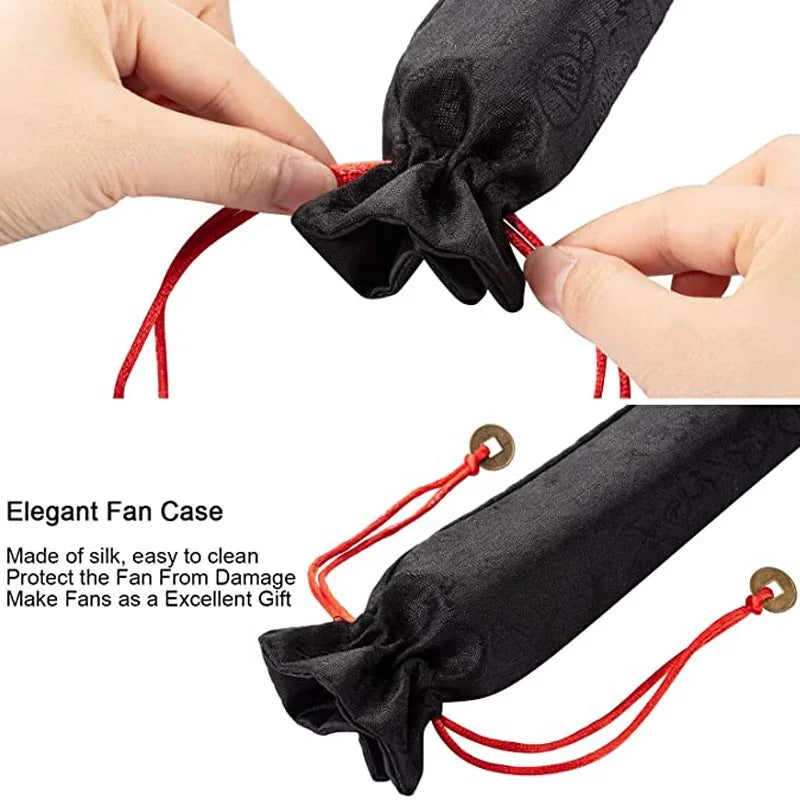 Vintage Black Chinese Folding Fans Kung Fu Fan Wedding Party DIY Qme