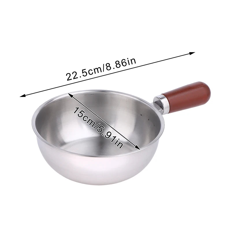 Single-person Heat-resistant Stainless Steel Pot Wood Handle Kitchen Qme