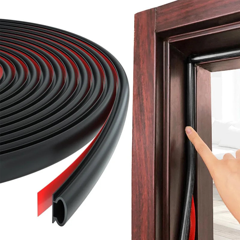 6-15M Sound Proof Door Window Sealing Strip Weatherproof Anti-Collision Strip Self-Adhesive Anti Dust Door Seal Rubber Strip Qme black 10M 9mm