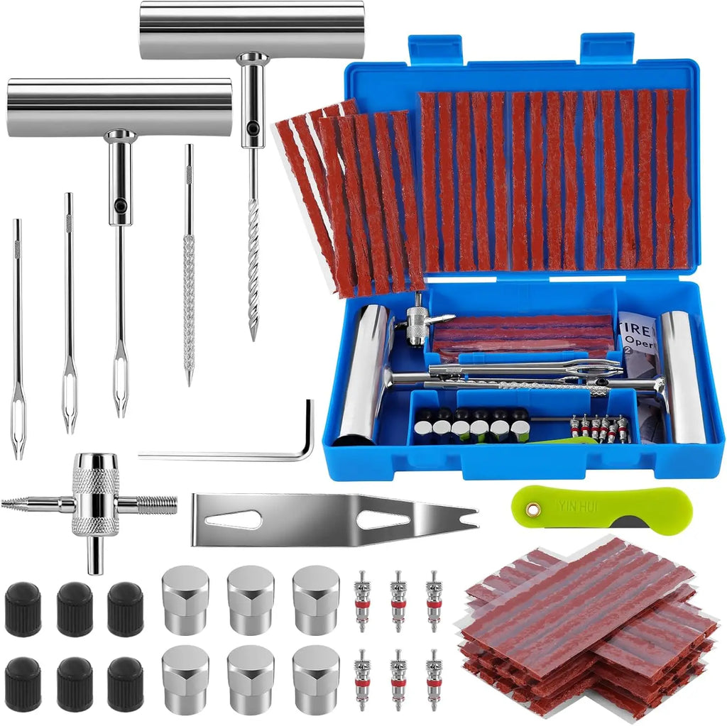 Tire Repair Kit 59pcs Heavy Duty Tire Plug Set, Tire Repair Kit,Heavy Duty Tire Plug Kit Qme Blue