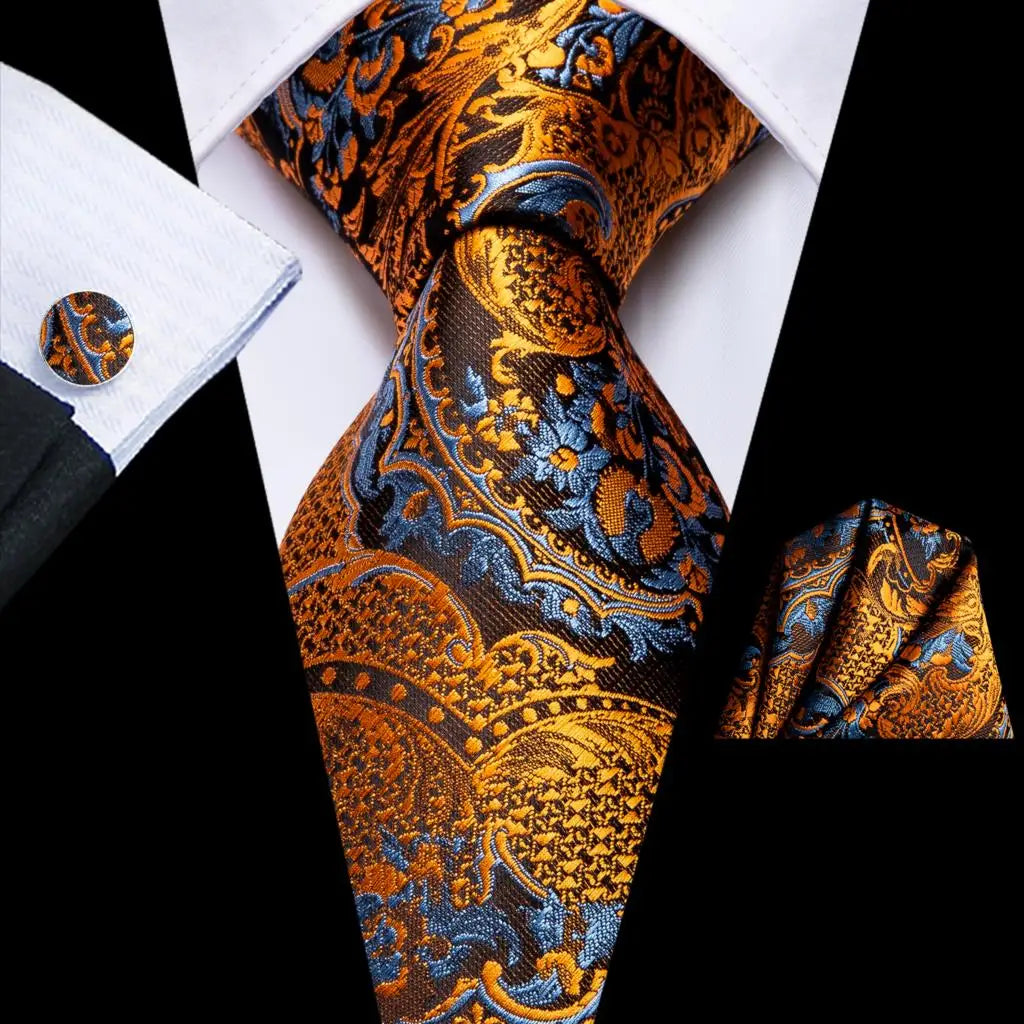 Hi-tie Psialey Black Gold Silk Elegant Tie Men Groom Wedding Necktie