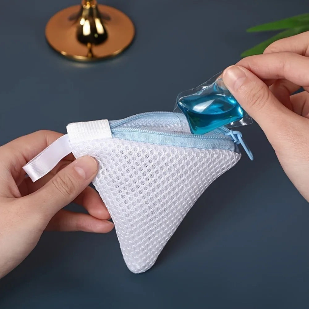 Triangular Laundry Pod Bag, Mini Mesh Laundry Bag for Washing Machine, Anti-residue Laundry Ball Dissolve Bag Qme