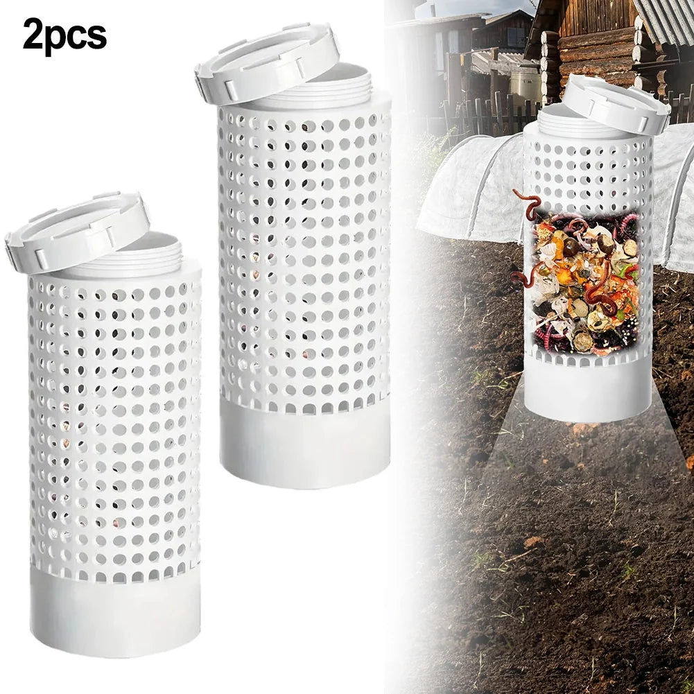 Worm Composting Bin Small Flower Pots Garden Space-saving PVC Tea Qme 2pcs