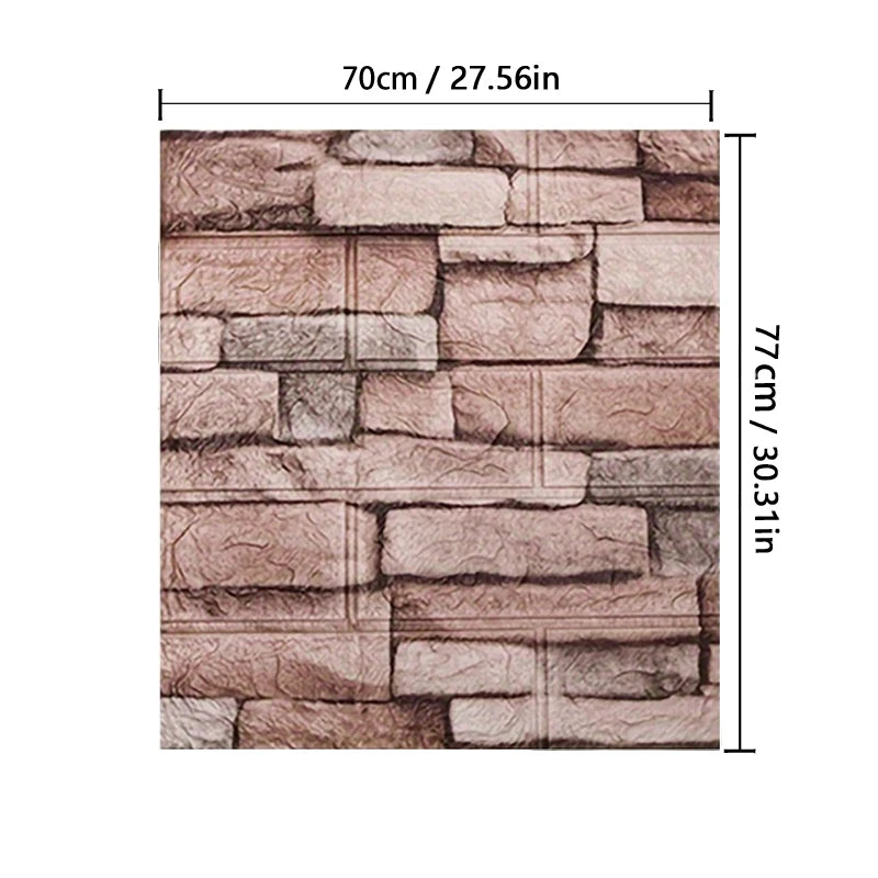 European Style Faux Brick Wallpaper for Kitchen Bedroom Living Room Wall Decoration Vinyl Panels Self Adhesive Wall Stickers Qme retro coffee 70x77cm-5pcs