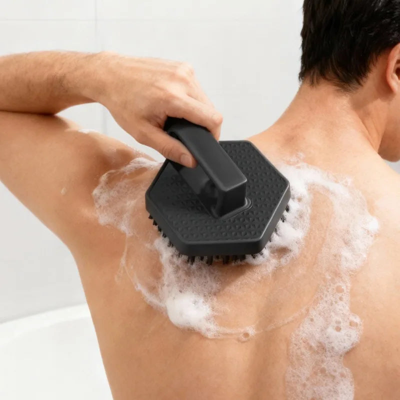 Premium Silicone Shower Brush Rotating Massage Back Scrubber Soft Qme