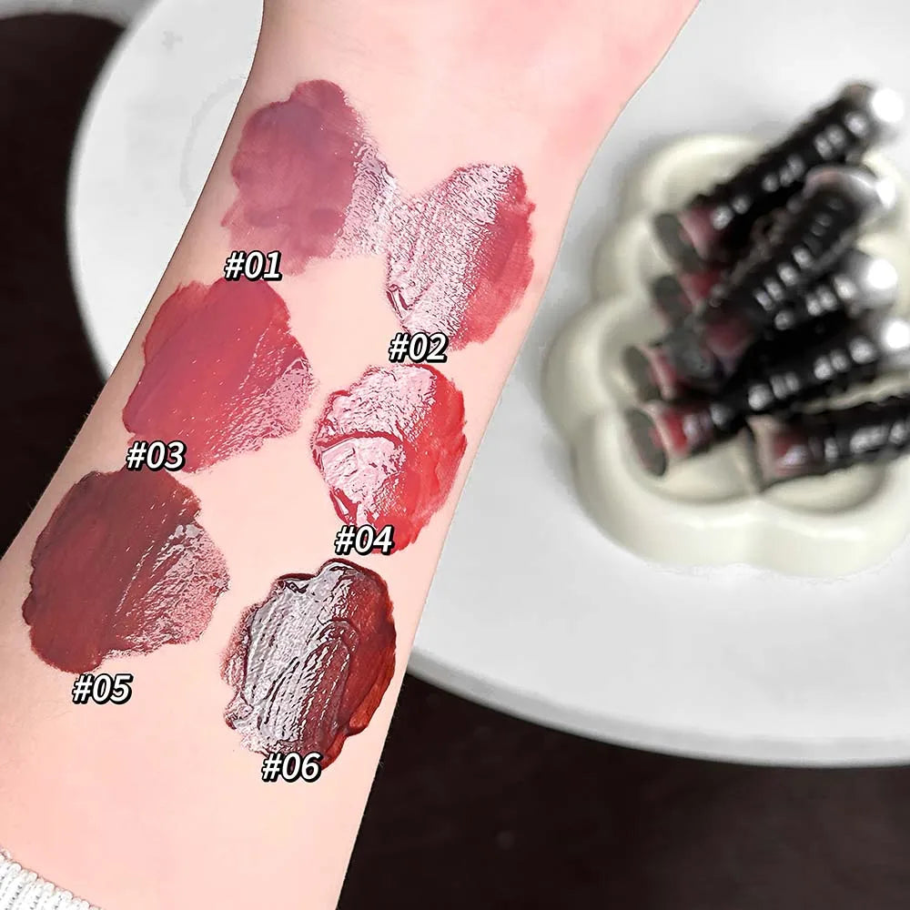 Crystal Lilac Lip Glaze Long Lasting Waterproof Pink Lip Tint Mirror Plumping Gloss Oil Non-stick Cup Natural Nude Jelly Makeup Qme