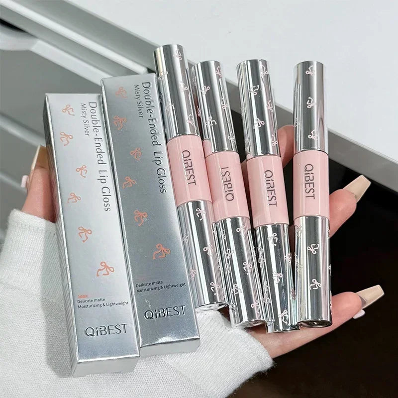 QIBEST Double Head Matte Liquid Lipstick And Watery Lip Glaze Tint Lasting Orange Lipgloss 2 In 1 Stick Lip Mud Korean Cosmetics Qme