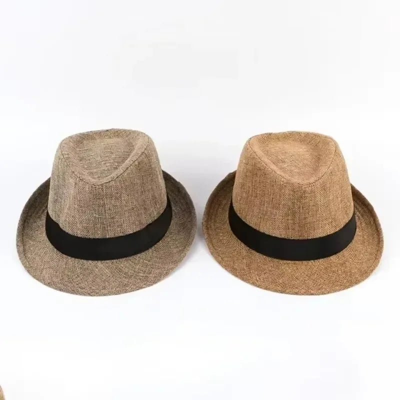 Fashionable British Jazz Hat Solid Linen Gentleman's Casual Denim Qme