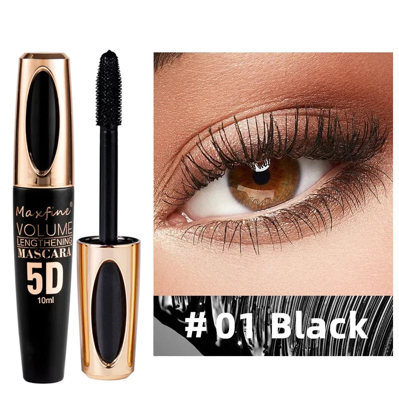 Waterproof Anti-sweat Mascara Lengthens Eyelashes Extension Blue Silk Fiber Mascara Female Non-smudge Mascara Makeup Cosmetic Qme 01 Black