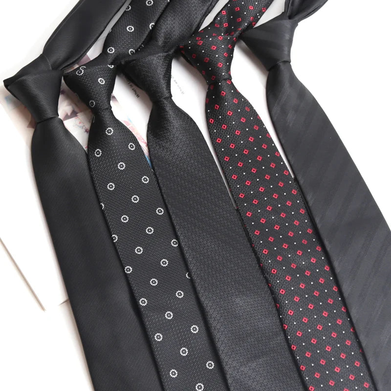 Mens Black Fashion Necktie Jacquard Woven Stripes Dot Ties Man Gifts Qme